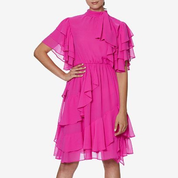 INSPR Pink Ruffle Dress - Picture 2 of 6